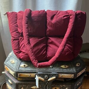 Elegant Red Quilted Tote Bag